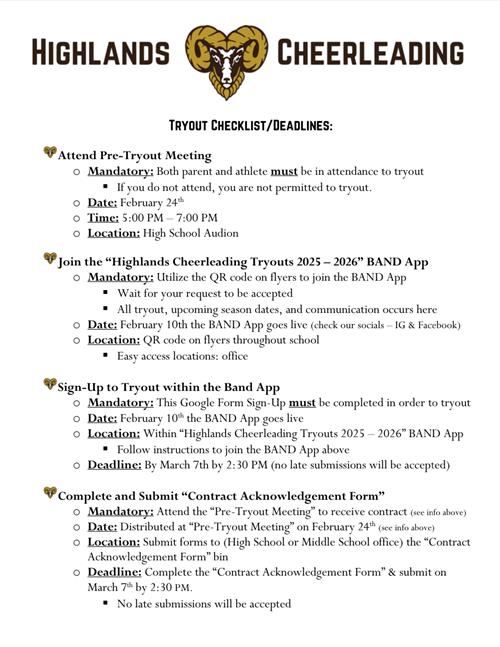 tryout info